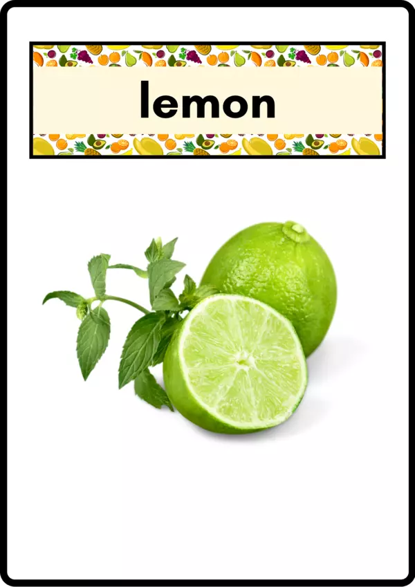 Flash Cards vocabulario de las Frutas en inglés Lemon