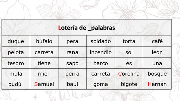 Loteria de palabras