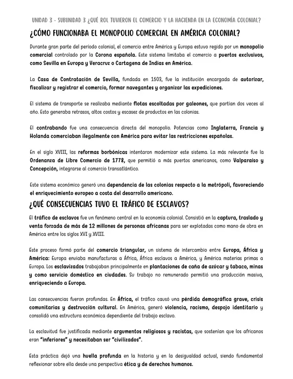 8° Resumen: Arte barroco, monopolio comercial, esclavitud y hacienda 