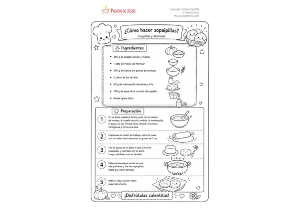 Comprension lectora: Receta de sopaipillas