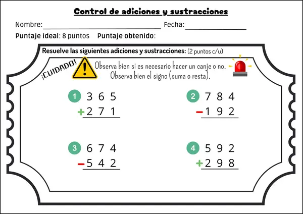 Control de sumas y restas 