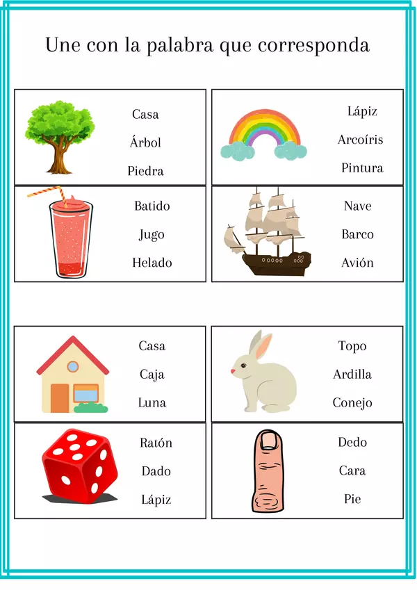 Actividades de vocabulario con las letras del abecedario.