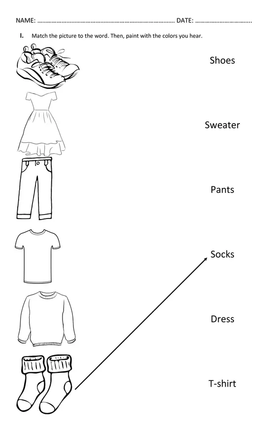 Guía formativa inglés unidad My Clothes tercero básico