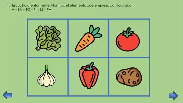 Categoría semántica: verduras