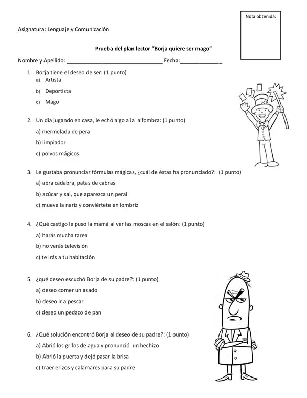 Prueba del libro "Borja quiere ser mago"