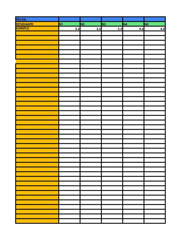 PLANILLA DE NOTAS