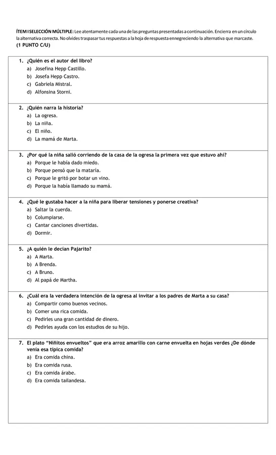 Prueba del libro 5to "Mis Vecinos los ogros"