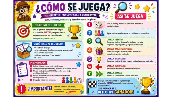 Juego de mesa comparar y contrastar 4° básico