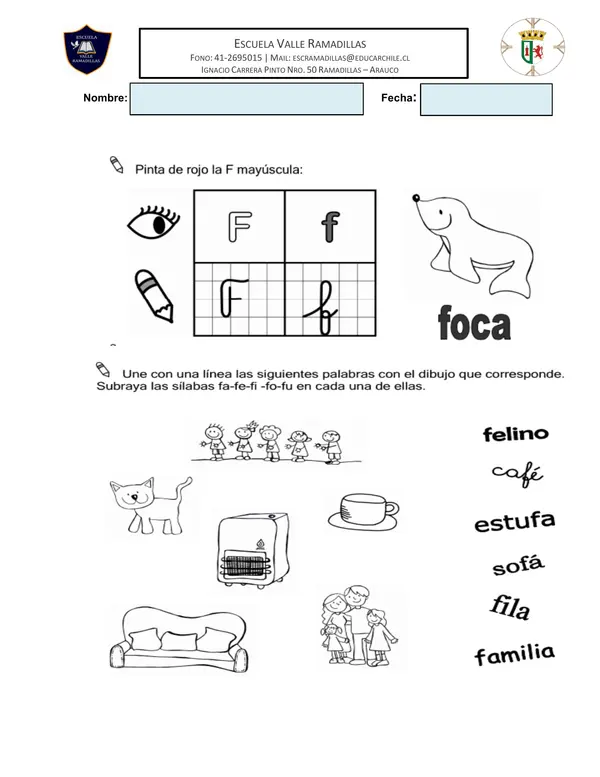 Guía letra F 1° Básico