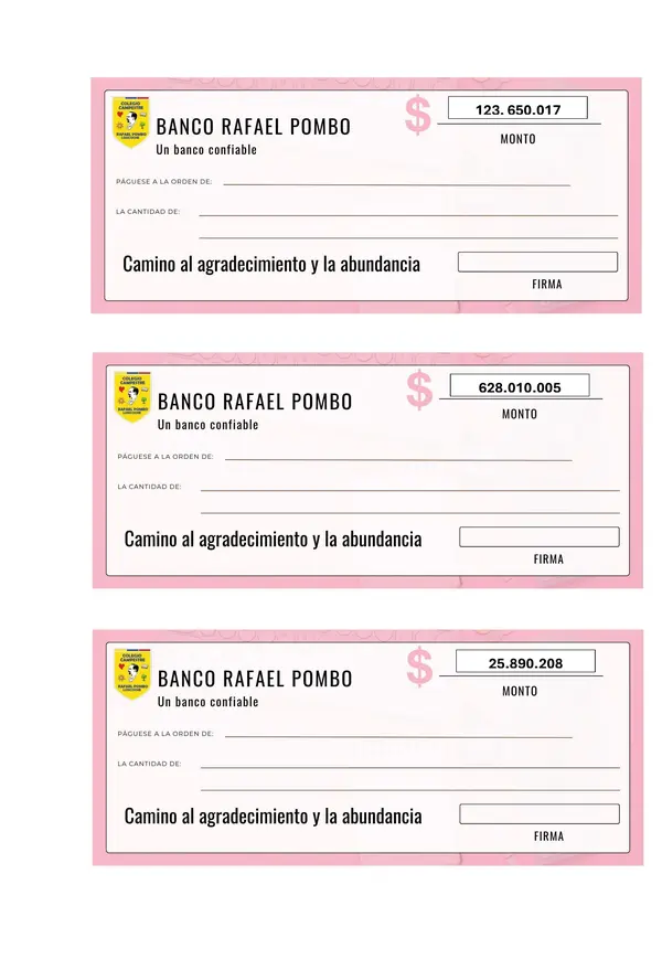 Cheques para trabajar la escritura de números