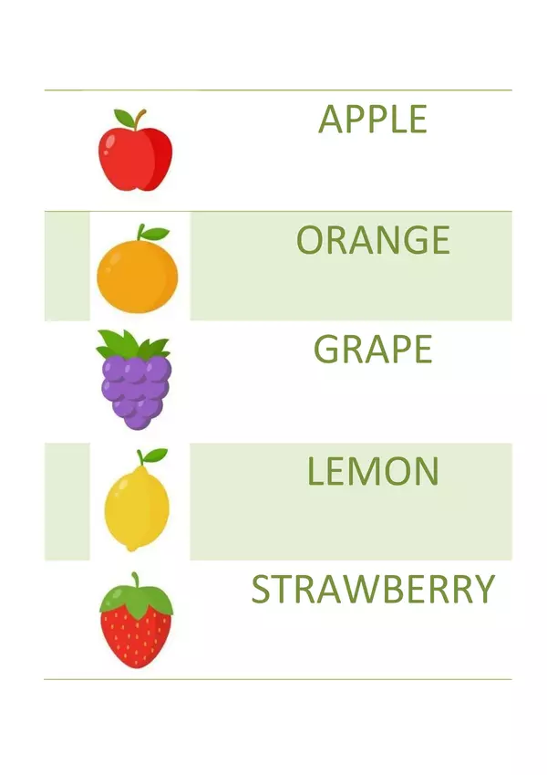 Plantilla - Frutas en inglés