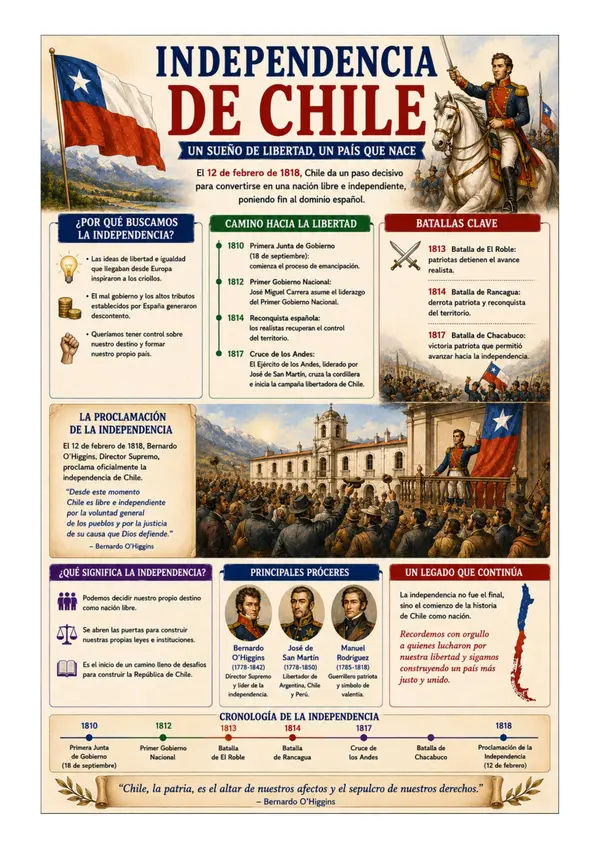 Independencia de Chile | Póster Educativo de Historia de Chile