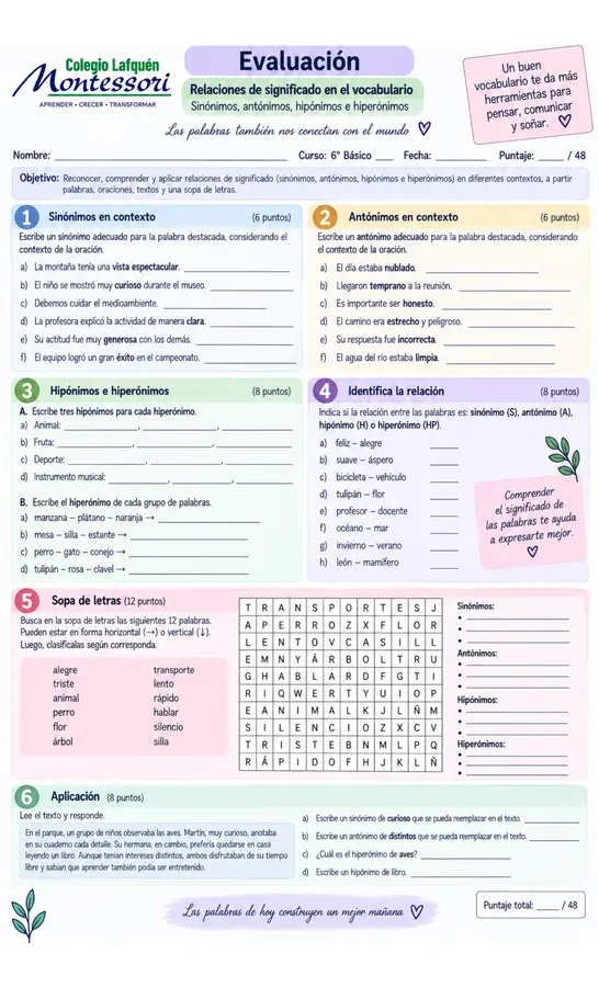 Sinónimo, antónimo, hiponimo e hiperonimo