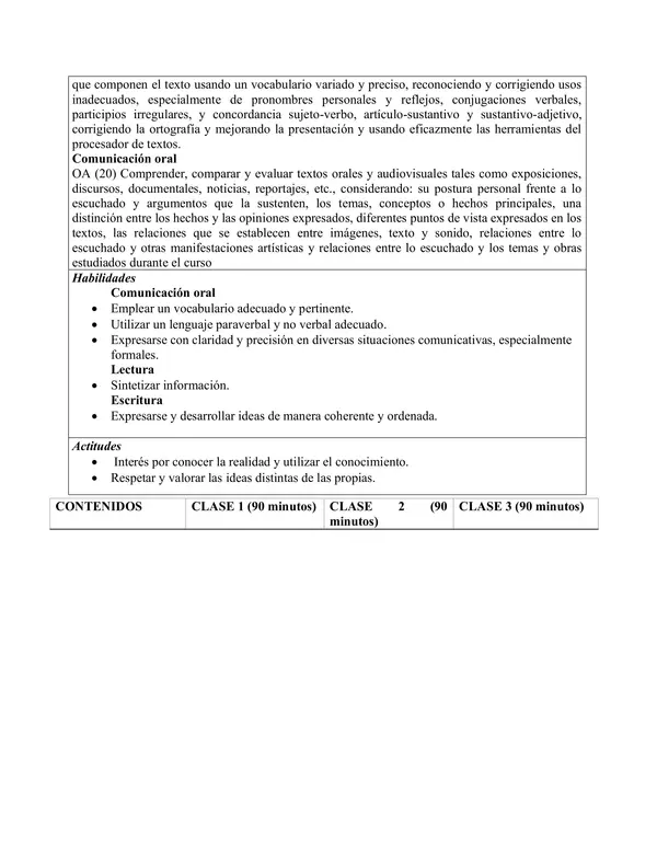 Planificación Clase a Clase: Mayo | Lenguaje y Comunicación 7° Básico