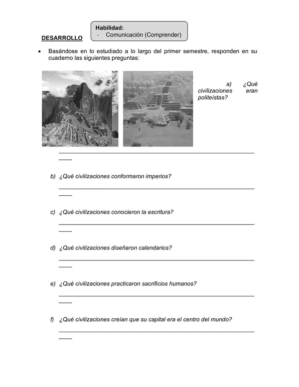 COMPARACIÓN DE LA CIVILIZACIONES AMERICANAS (GUÍA DE APRENDIZAJE)