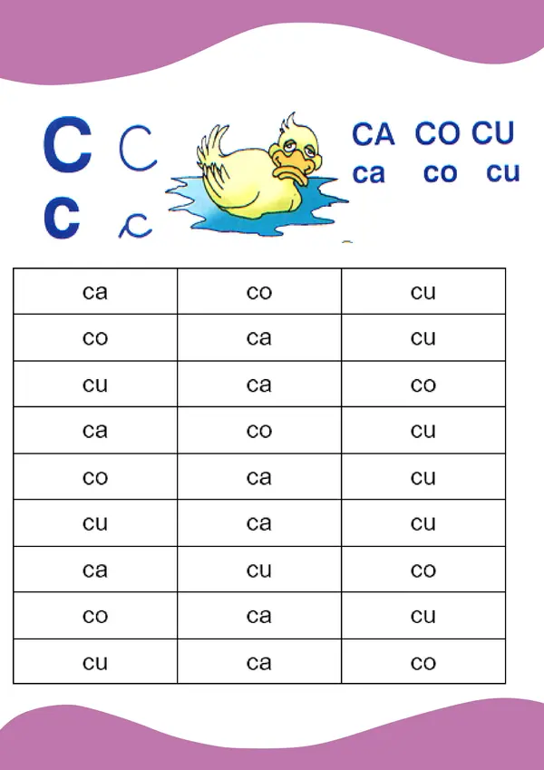 Cuadernillo de lectoescritura – Letra C