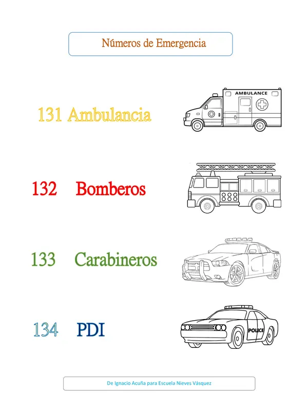 numeros de emergencia para colorear