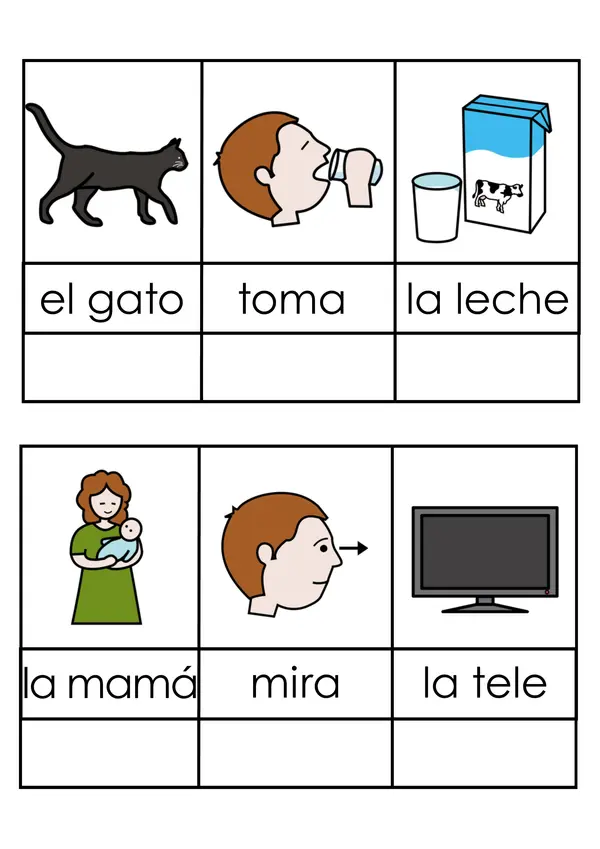 Fichas concretas Etapa 2 del Método Global de Lectura (imágen-palabra)