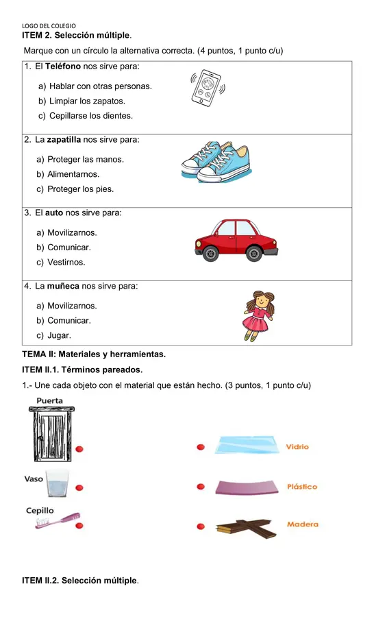 Tecnología 1°: “Objetos que satisfacen la vida cotidiana & Materiales y herramientas”