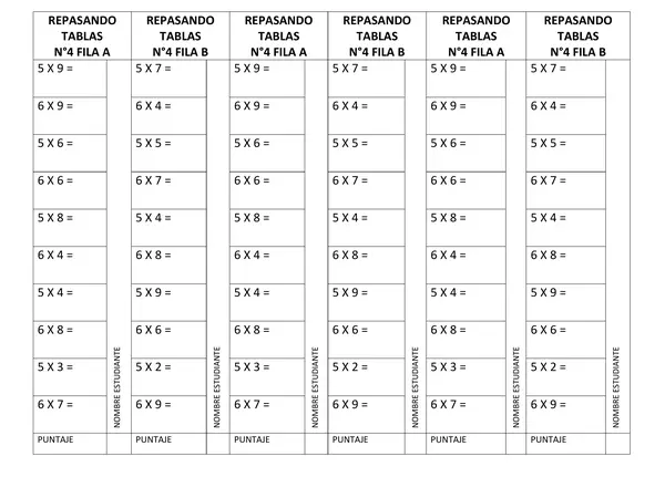 tablas de multiplicar 5 y 6