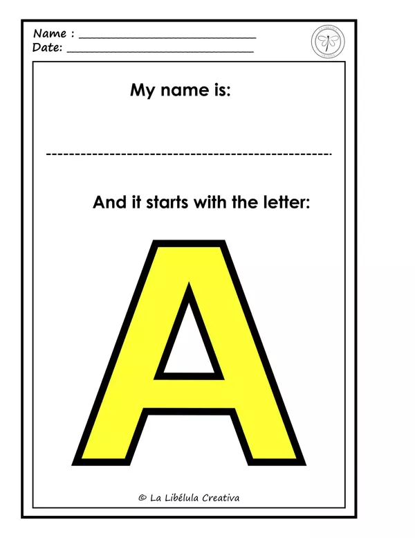 Worksheets ABC My Name Letters Alphabet Color Black and White