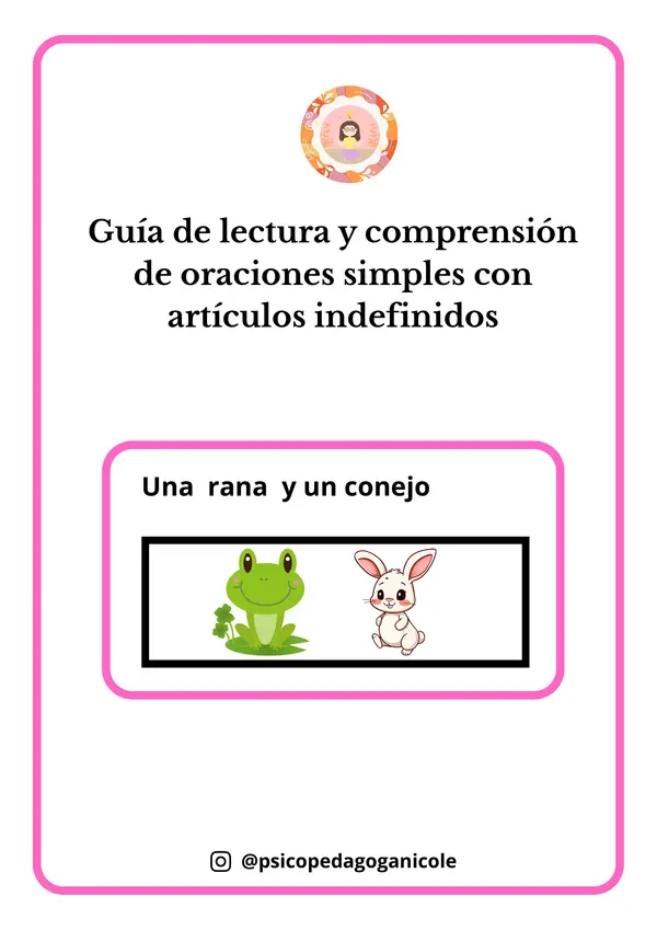 Lectura y comprensión de oraciones simples con artículos indefinidos