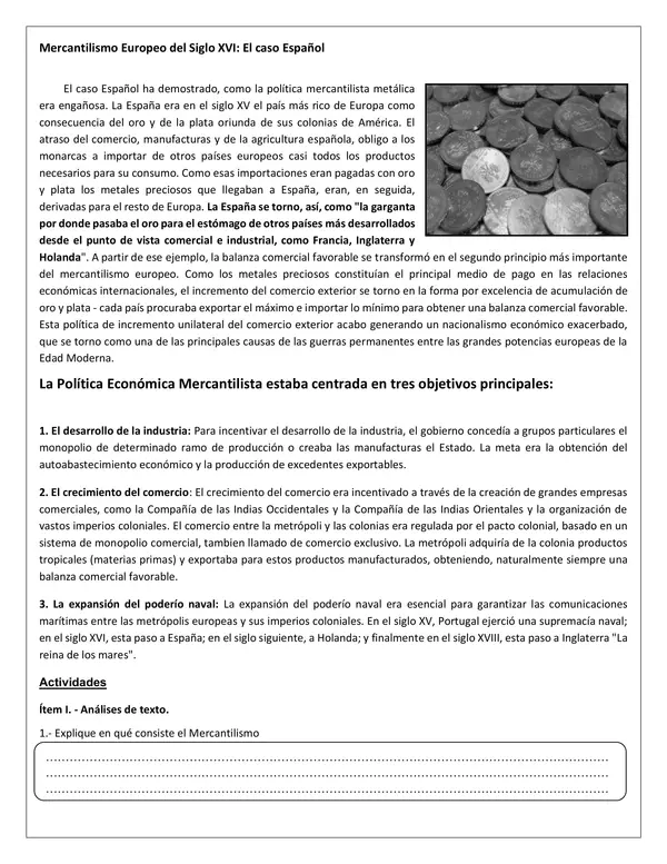 Guía N° 8: “El nacimiento del mercantilismo”