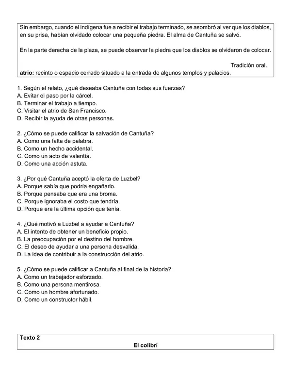 Prueba pueblos originarios (comprensión lectora) 7°