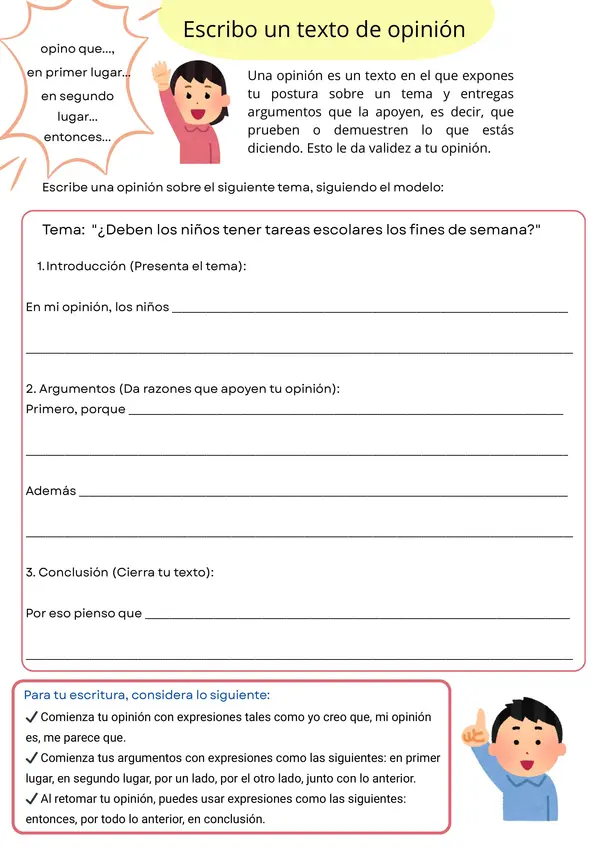 Escribir Opinión y argumentar, Lenguaje y Comunicación