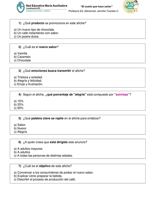 PRUEBA de Plan lector Los Pecosos - Comprensión lectora de afiches, texto dramático