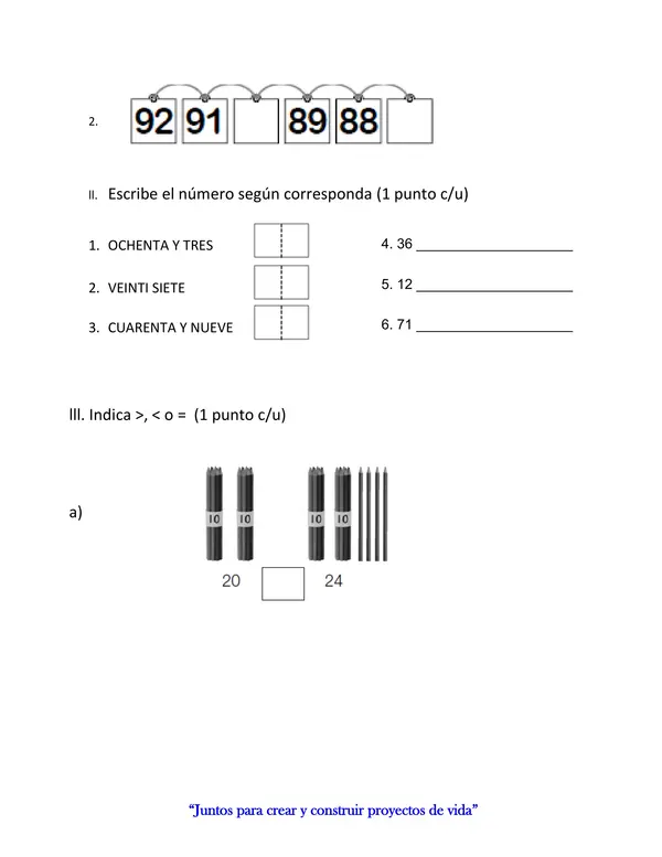Numeros al 100 matemática