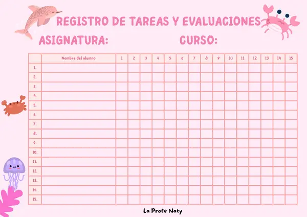 Registro de tareas y evaluaciones 