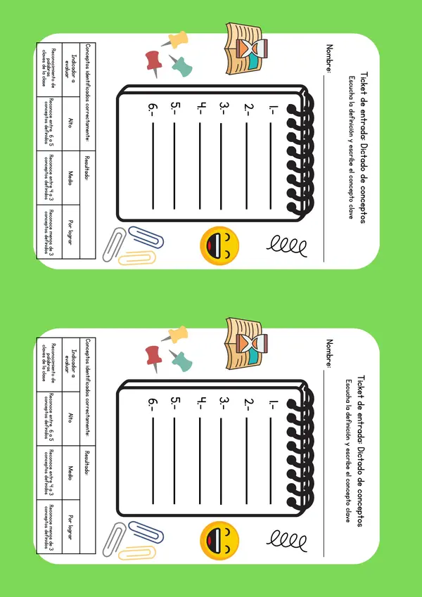 Ticket de entrada: Dictado de conceptos claves