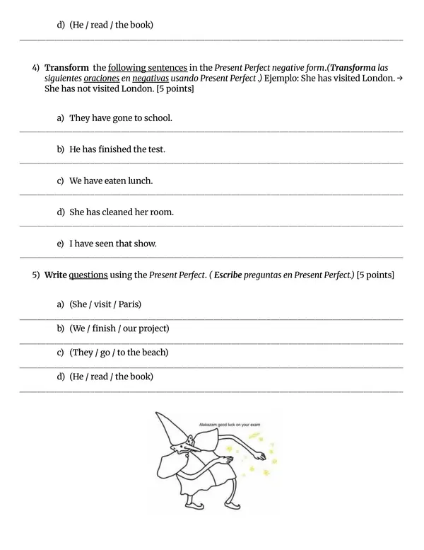 Present Perfect Test
