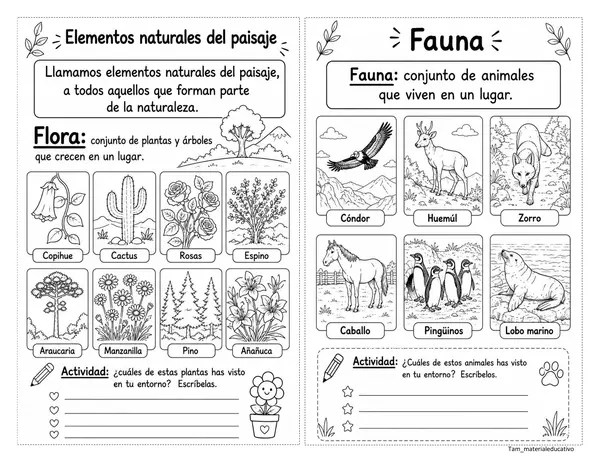 Elementos naturales y culturales del paisaje 1° básico
