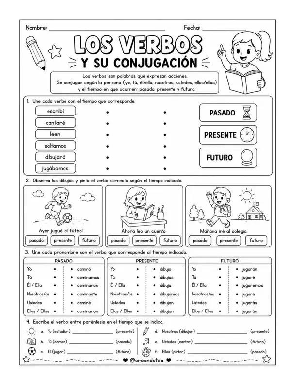GUIA VERBOS Y CONJUGACION DE TIEMPOS VERBALES 