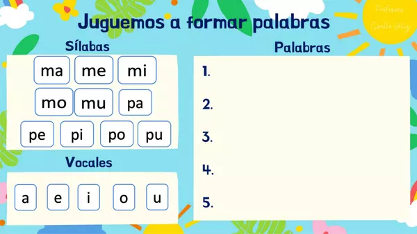Formamos palabras (vocales, m, p)