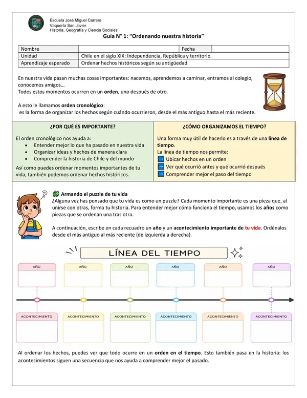 Guía N.°1: Orden cronológico - 6°Básico
