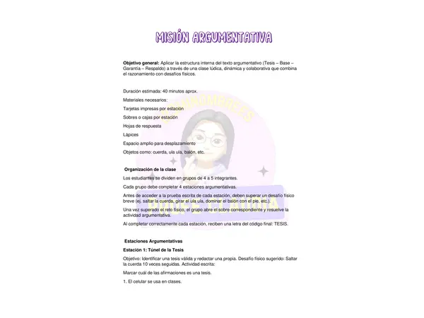 MISIÓN ARGUMENTATIVA