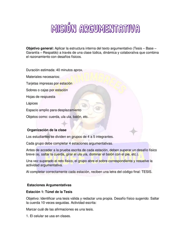 MISIÓN ARGUMENTATIVA