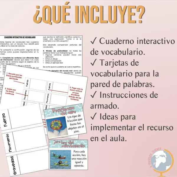Fuerza y Movimiento Cuaderno interactivo de vocabulario