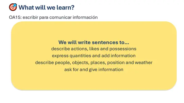 OA 15 5° Básico Inglés