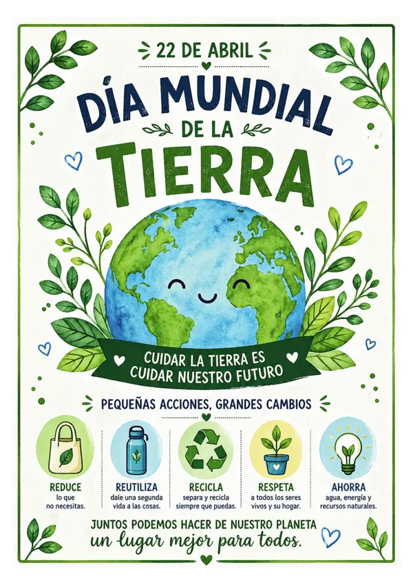 Cartel o Póster educativo: Día Mundial de la Tierra