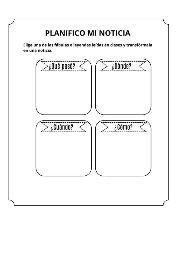 Recurso pedagógico para redactar noticias de forma guiada y creativa. 