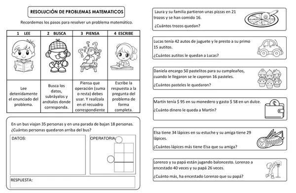 Problemas matemáticos de resta