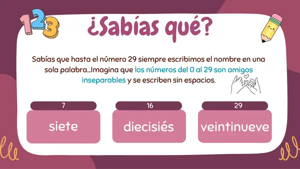 Escribir números hasta 99 utilizando las palabras