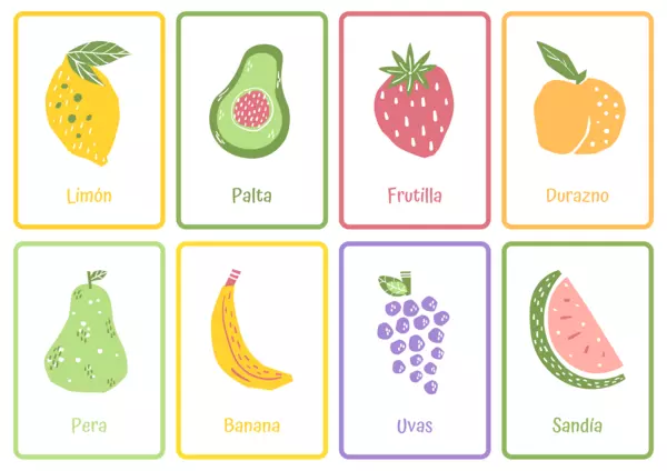 Tarjetas con Ilustraciones: Frutas