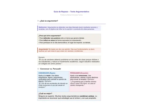 Guía Completa de Texto Argumentativo 2° Medio | Repaso + Ejercicios + Solucionario