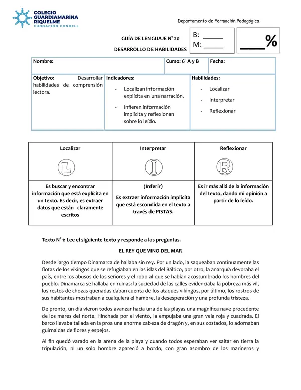 Guía desarrollo de habilidades (localizar, interpretar y reflexionar) 6° básico
