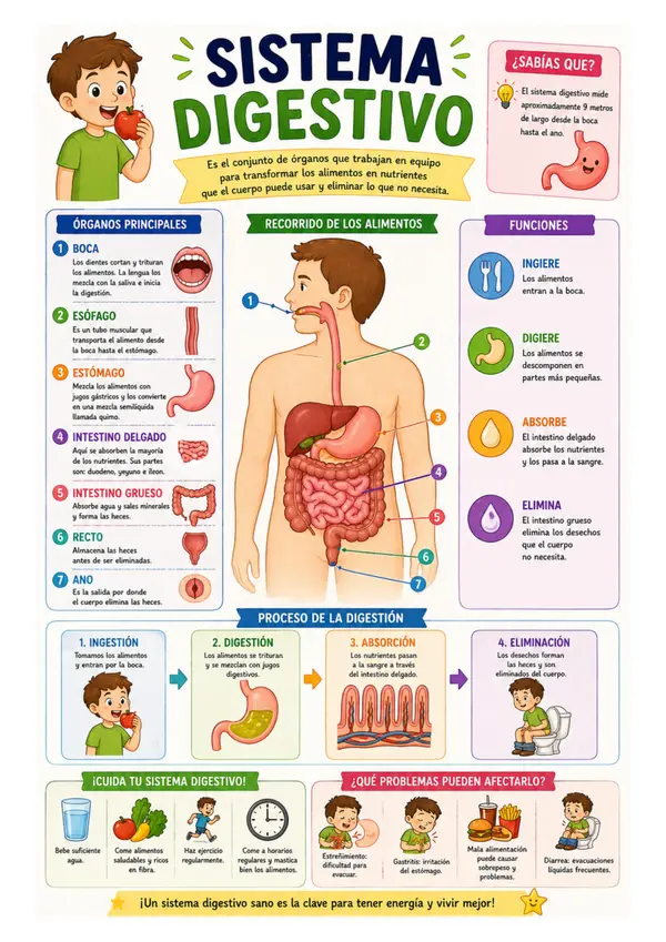  Póster educativo: El sistema digestivo